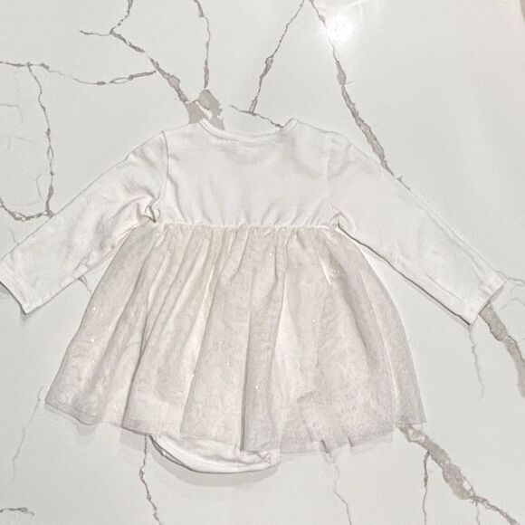 H&M | White Long Sleeve One Piece Tulle Sparkly Infant Baby Girls Dress 4-6M - Picture 9 of 14